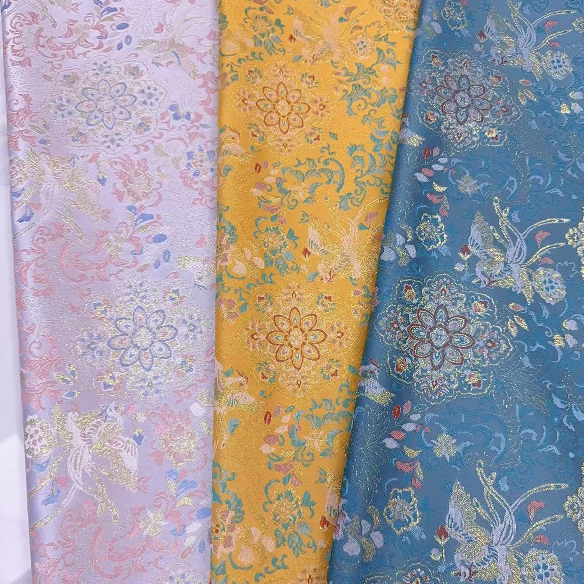 凤凰宝相仿宋锦织锦缎提花面料 国风马甲旗袍连衣裙服装面料箱包