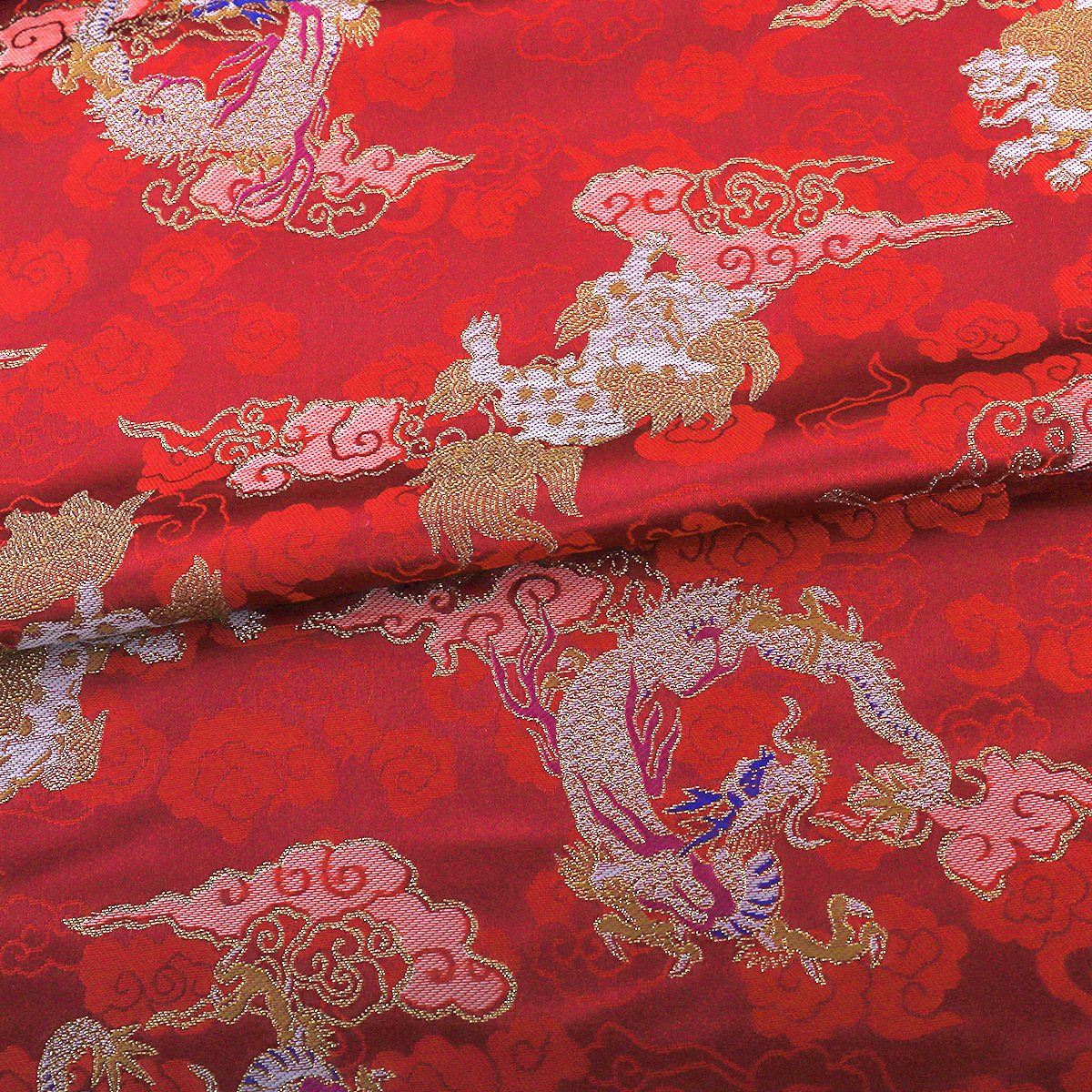 《FS079云龙麒麟》中式织金马甲上衣服装面料仿宋锦提花锦缎布料