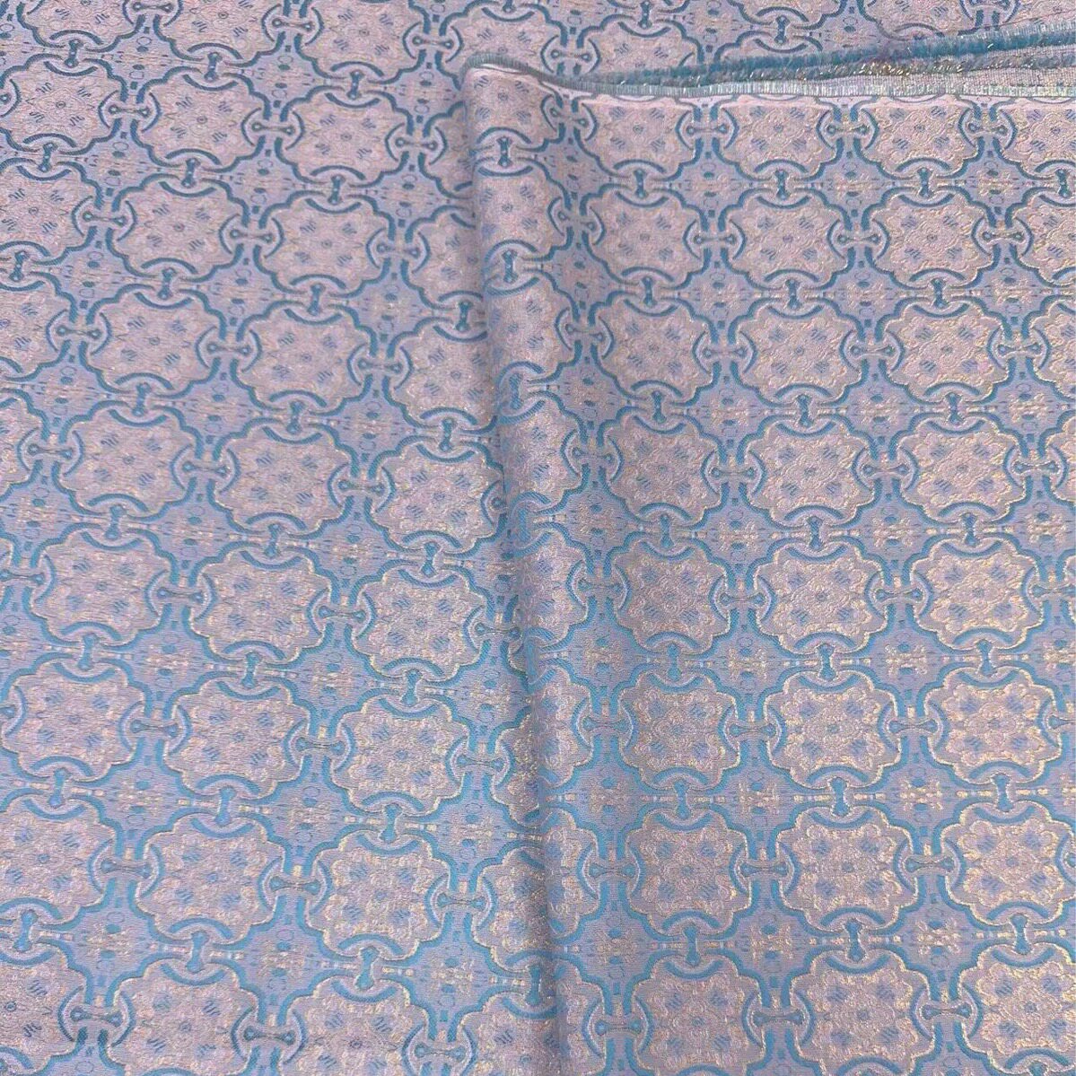 金丝定胜纹仿宋锦提花面料 新中式马甲旗袍汉服裙子  半米链接图片