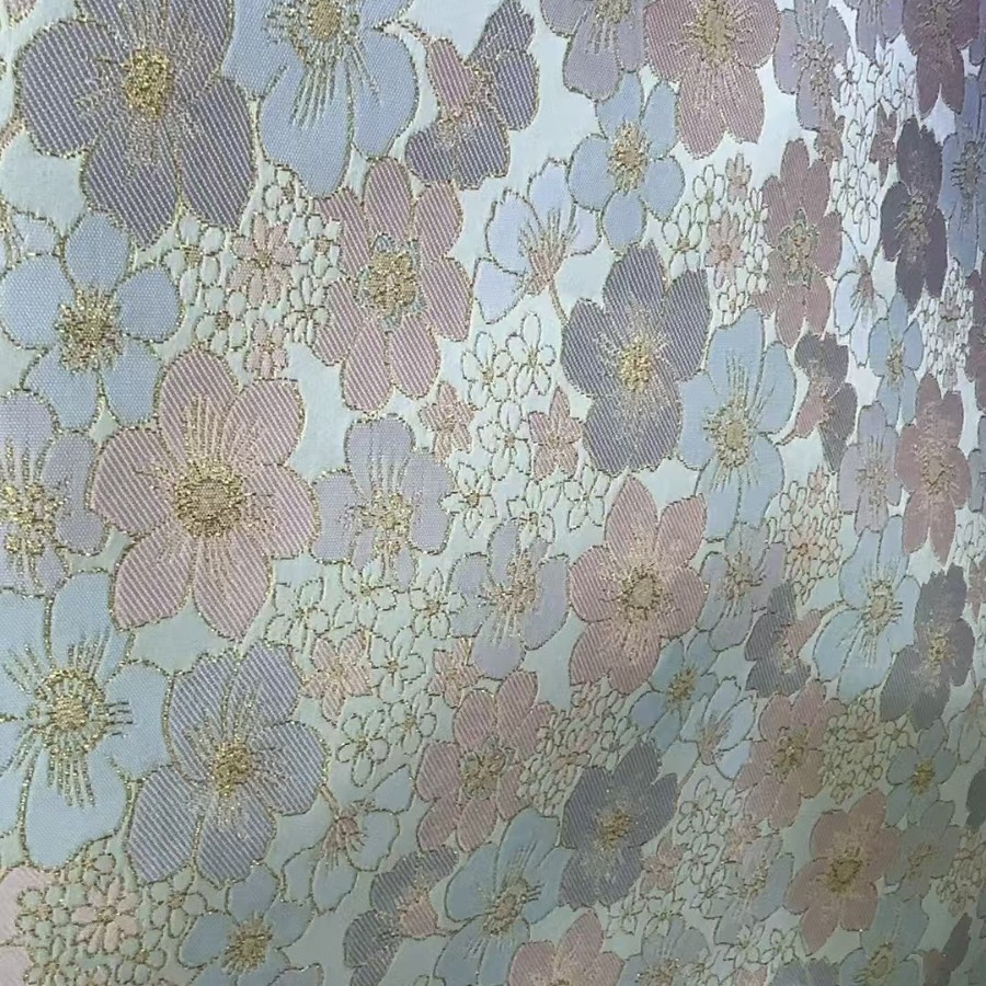 色织金丝仿宋锦织锦缎提花面料 女装童装国风马甲旗袍连衣裙箱包