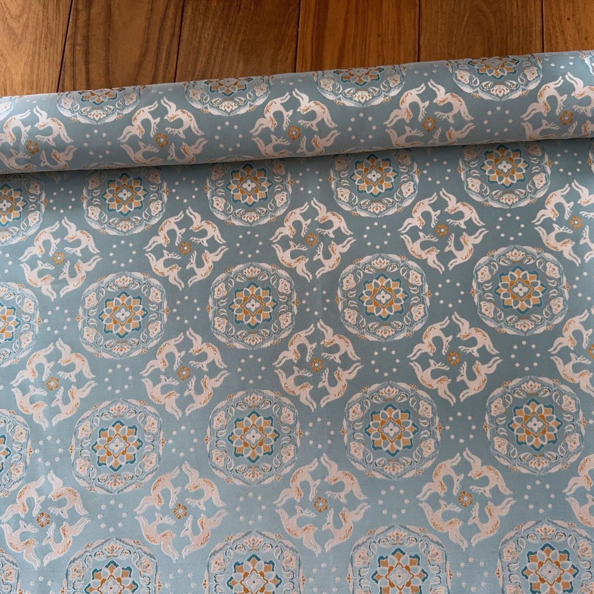 新中式宝相小鹿仿宋锦提花面料 唐装马甲旗袍连衣裙服装面料