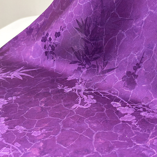 龟裂纹香云纱面料桑蚕丝旗袍连衣裙服装面料提花底纹  半米链接