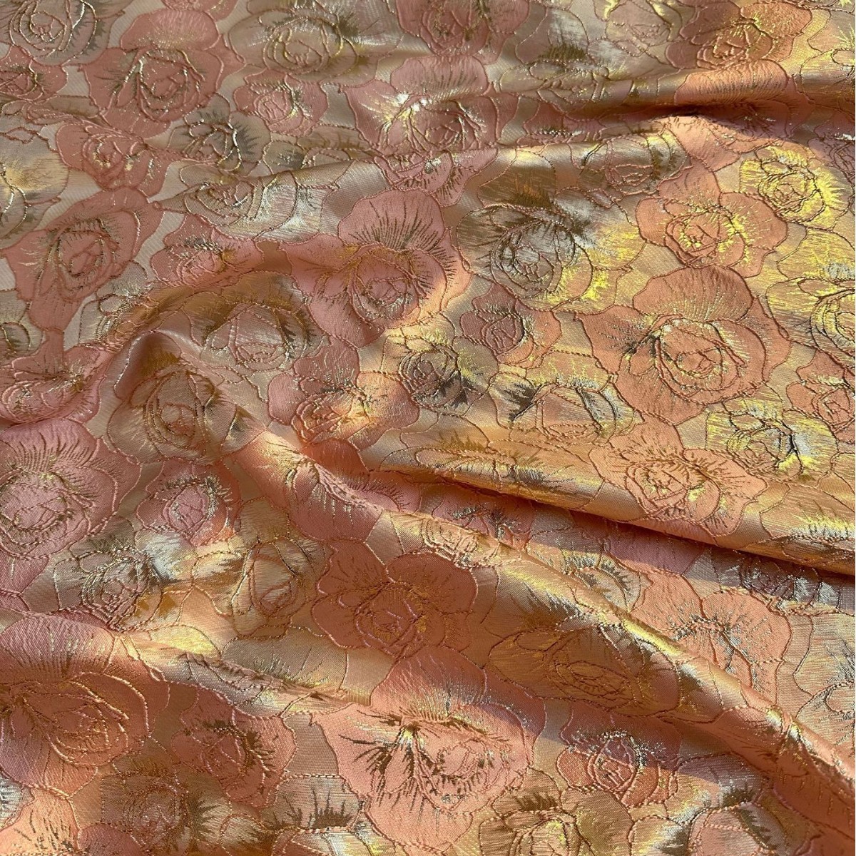 色织提花布料掐丝古风布料立体新中式花朵浮雕织金丝服装面料3312