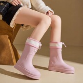 防水防滑雨鞋 时尚 中筒外穿成人束口保暖耐磨胶鞋 水鞋 雨靴女款 新款