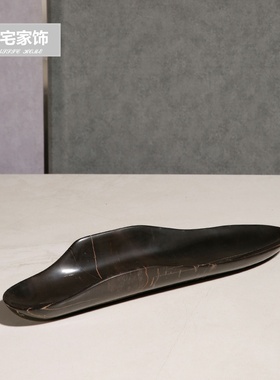 北欧创意客厅餐桌酒柜电视柜装饰品劳伦黑金大理石长托盘收纳摆件