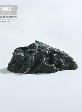 中式玄关客厅样板间软装配饰书房办公室创意金属假山摆件家居饰品