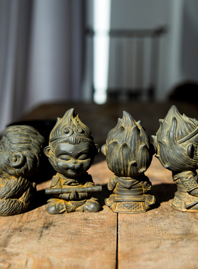 创意国风中式禅意齐天大圣孙悟空猴子桌面茶宠小摆件生肖猴工艺品