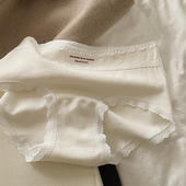 复古风内裤 买4送1 法式 女10A抑菌纯棉中腰A类无痕蕾丝边女生三角