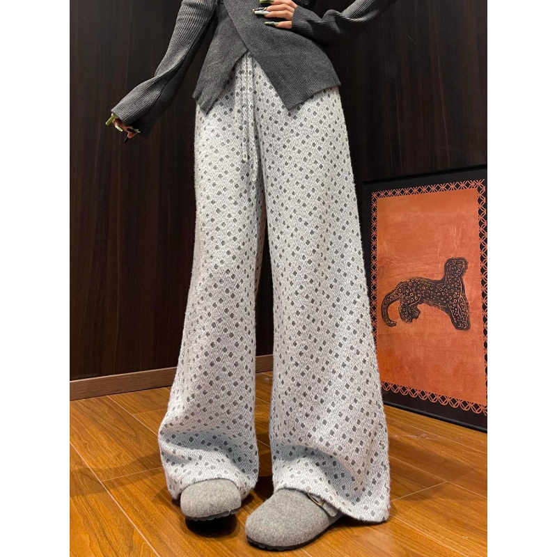 黑色波点糯米裤女秋冬2025新款温柔风加绒加厚显瘦垂感保暖休闲裤