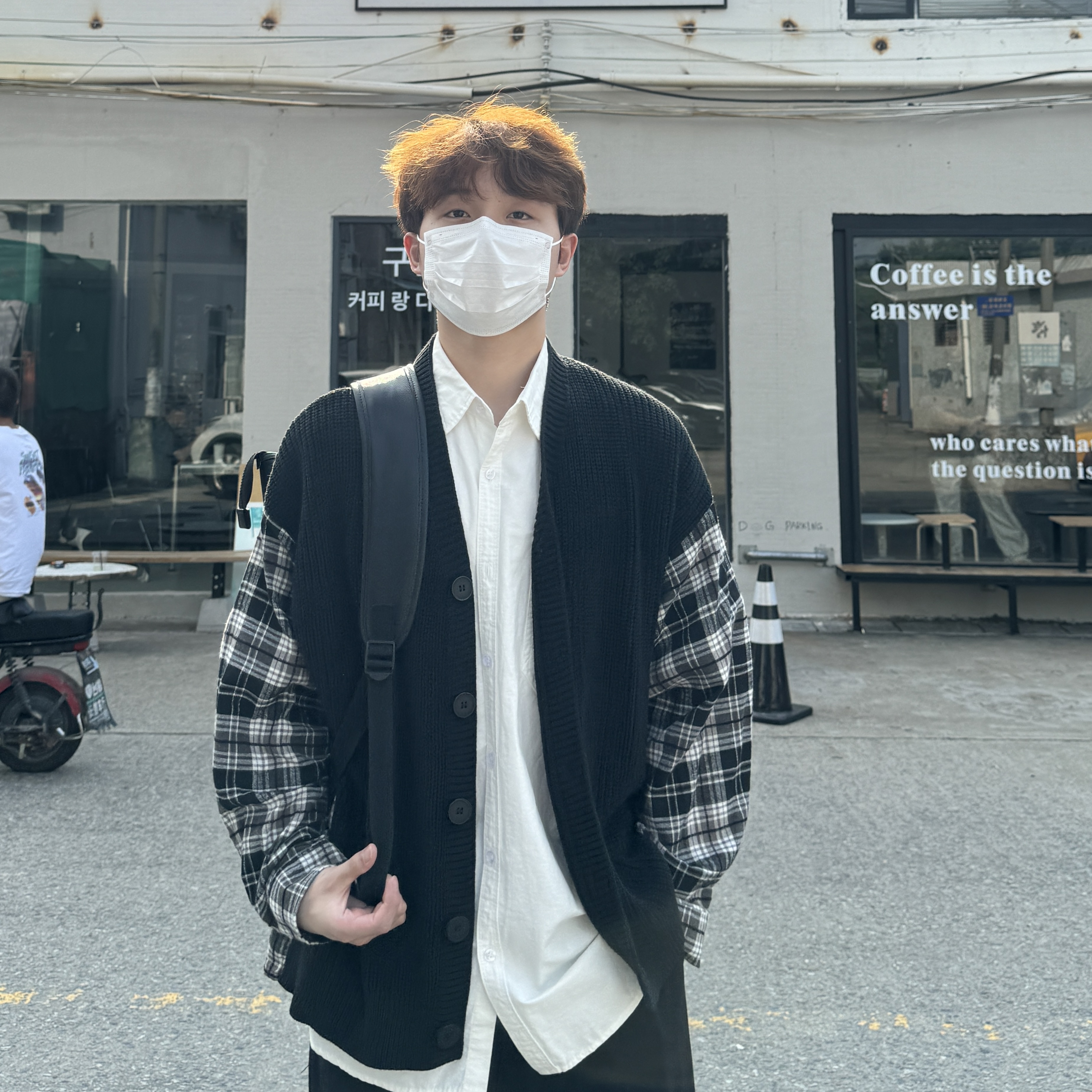 苏大恒韩系复古学院风宽松慵懒针织假两件男女同款开衫毛衣外套