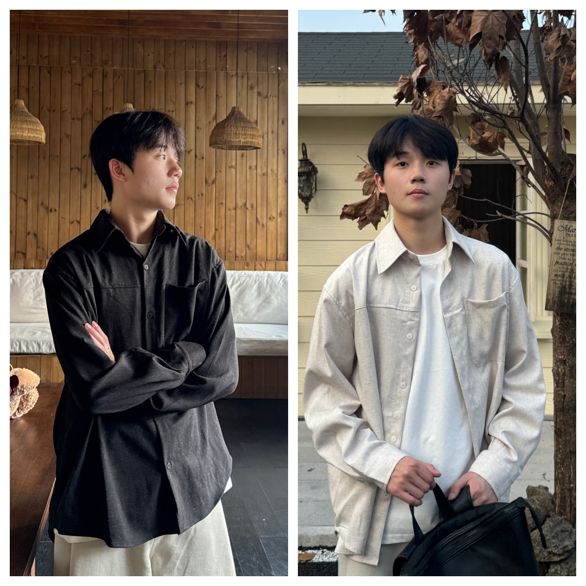 苏大恒春秋ins韩版复古百搭极简风亚麻长袖薄款翻领宽松衬衫外套