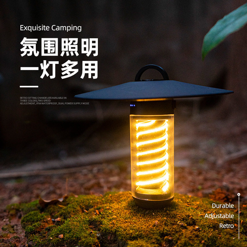 探野者户外便携小夜灯便携手电筒三脚支架照明灯塔天幕帐篷氛围灯图片