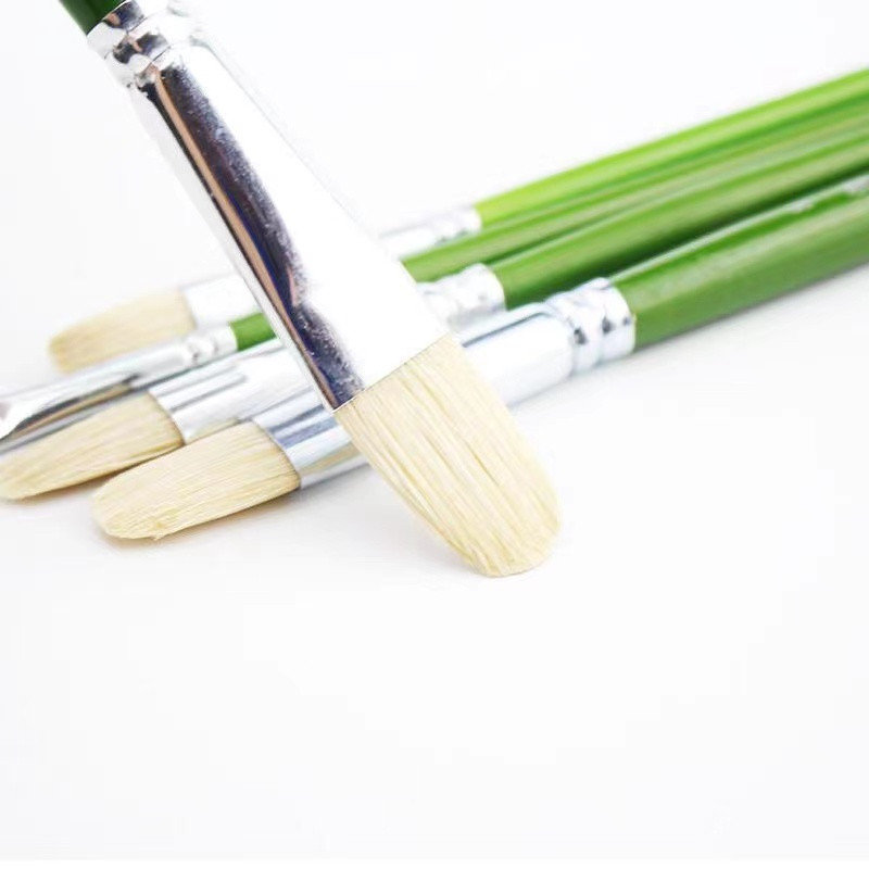 单支猪鬃水粉笔绿色长杆