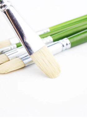 单支猪鬃水粉笔绿色长杆油画笔丙烯颜料画笔水彩笔硬毛画笔刷套装