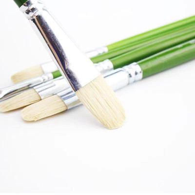 单支猪鬃水粉笔绿色长杆