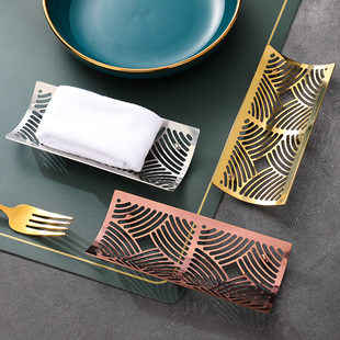 不锈钢金色毛巾碟纸巾碟湿巾托碟子酒店浴场酒楼商用LOGO定制款式