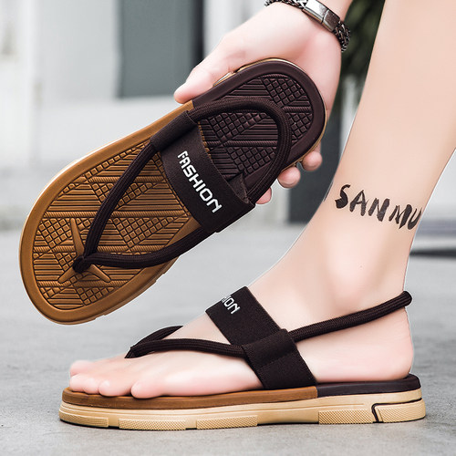 凉鞋男款夏季外穿防滑防臭休闲运动凉拖户外开车夹脚罗马沙滩拖鞋