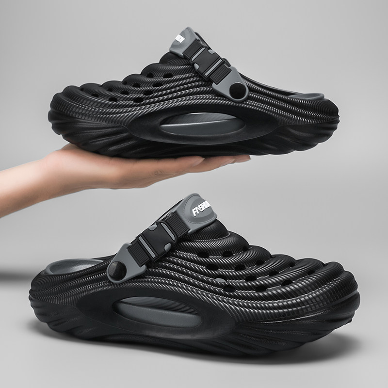 洞洞鞋男夏季外穿镂空防滑软底开车两用半拖踩屎感办公室包头凉鞋,流行男鞋,包头拖,淘宝优惠券,粉丝福利购,淘宝优惠卷