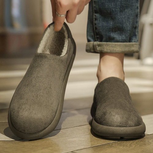 雪地靴男鞋2025新款冬季加绒勃肯棉拖鞋一脚蹬穆勒鞋加厚保暖棉鞋