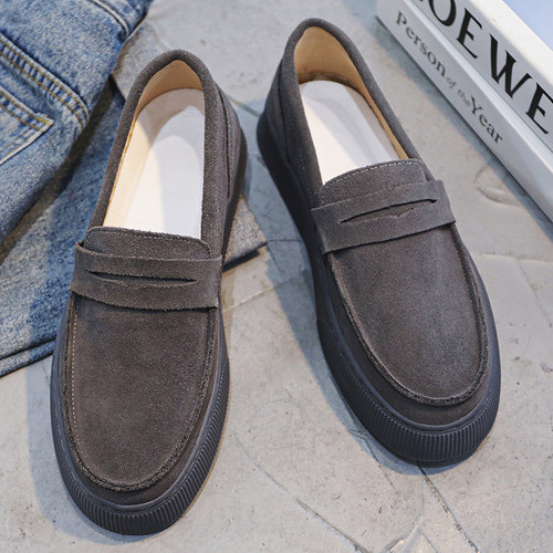 豆豆鞋男款冬季透气休闲一脚蹬厚底板鞋增高男士轻便运动开车潮鞋