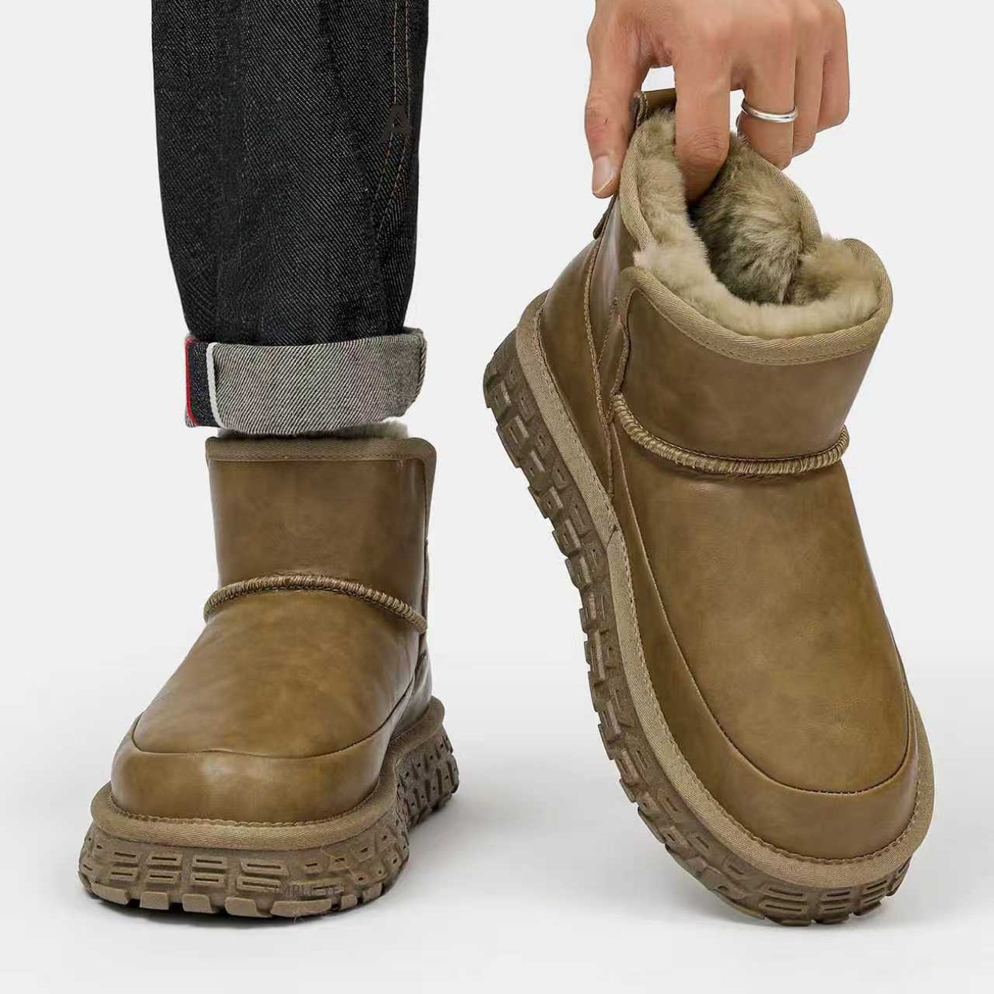 雪地靴男款冬季2025新款加绒加厚零下40度保暖棉鞋皮毛一体大棉靴