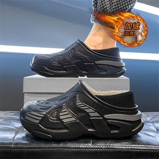 包跟棉拖鞋男款冬季外穿防滑防水青少年室内居家保暖加绒加厚棉鞋