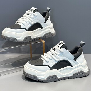 男鞋2026新款春季百搭休闲板鞋厚底增高男士小众机甲运动小白潮鞋