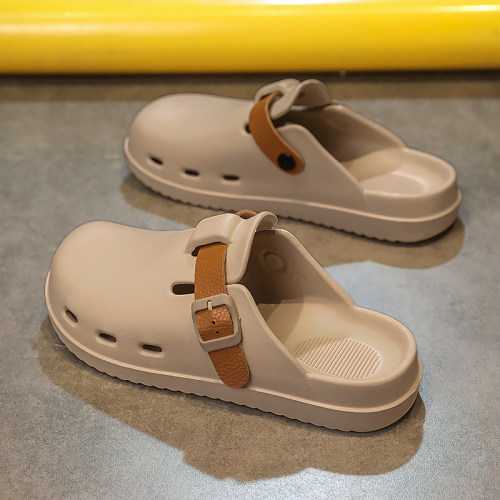 包头半拖男夏季外穿防滑休闲勃肯拖鞋青少年洞洞运动软底沙滩凉鞋