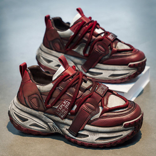 男鞋2025新款冬季潮牌高级感青少年运动休闲鞋男士厚底增高老爹鞋