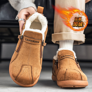 翻毛皮男鞋冬季加绒加厚保暖勃肯棉鞋男士软底防滑防寒工作开车鞋