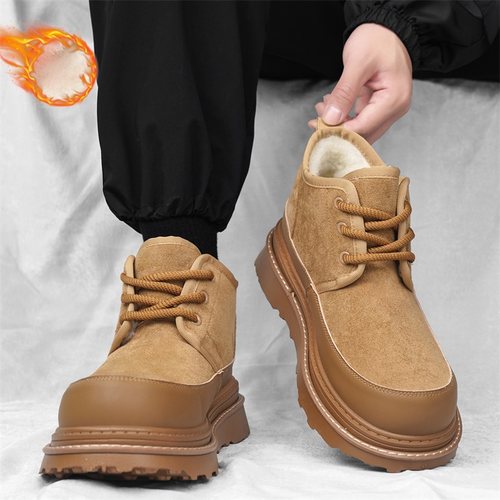 雪地靴男冬季户外防水防滑皮毛一体防寒棉靴加绒加厚保暖东北棉鞋
