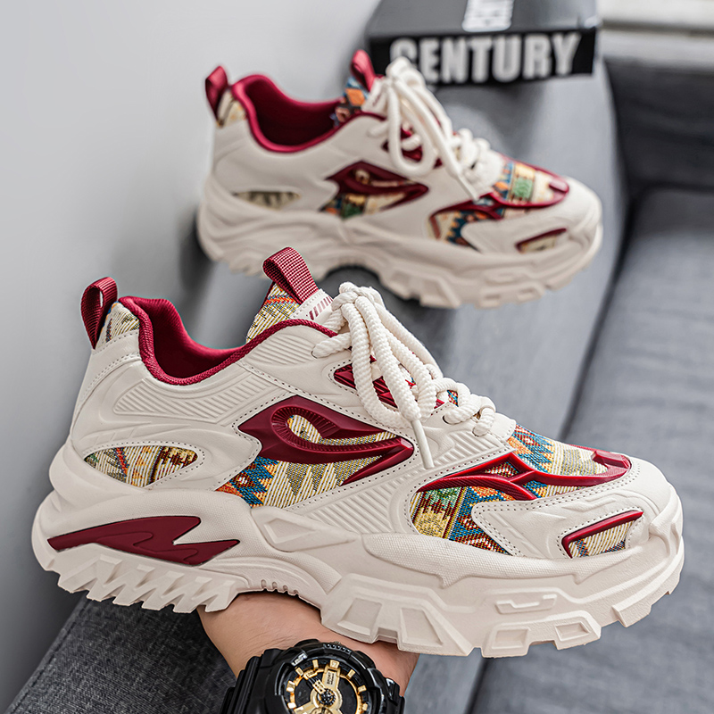 网红爆款男鞋2025新款冬季潮牌百搭厚底运动鞋青少年增高老爹潮鞋