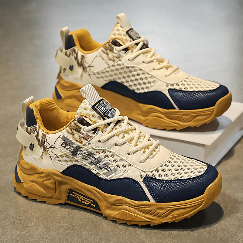 椰子男鞋夏季网面透气薄款软底耐磨跑步网鞋厚底增高运动休闲潮鞋