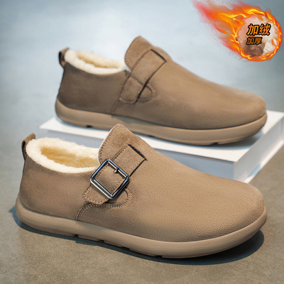 勃肯鞋男冬季加绒加厚保暖防寒雪地靴男士一脚蹬工作休闲软底棉鞋