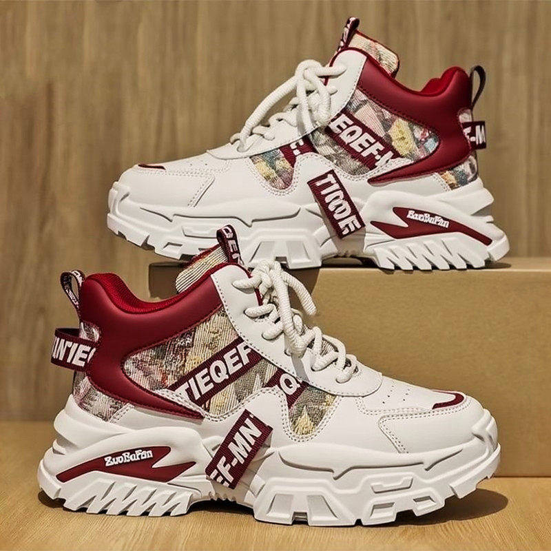 男鞋2026新款春季青少年初中生运动休闲高帮厚底增高跑步老爹潮鞋