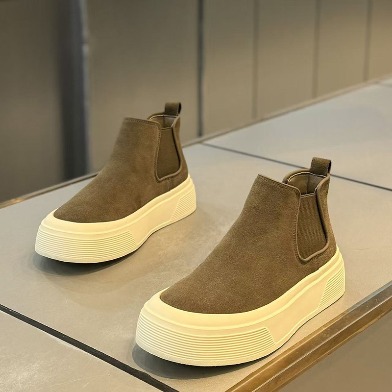 高帮男鞋冬季英伦风休闲复古大头板鞋男士运动增高厚底工装马丁靴