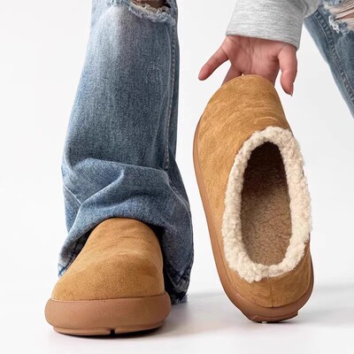 勃肯棉拖鞋男款冬季加绒加厚保暖东北棉鞋室内居家防水防滑包头拖