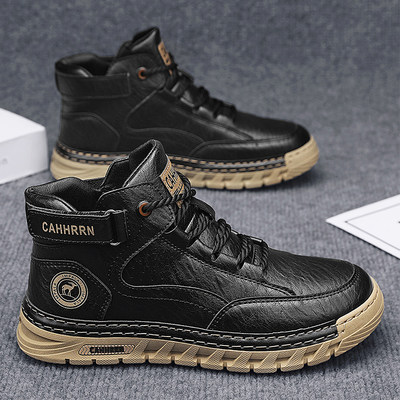 马丁靴男2026新款冬季英伦复古耐磨防滑工装板鞋男士休闲黑色皮鞋