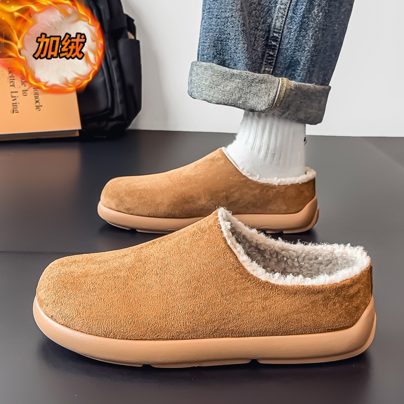 雪地靴男冬季加绒勃肯鞋皮毛一体穆勒鞋保暖加厚男士户外防寒棉鞋