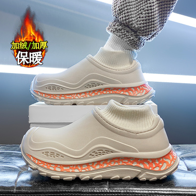 包跟棉拖鞋男冬季外穿软底防滑全包棉拖大码加绒加厚保暖防水棉鞋