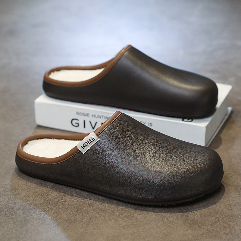 棉拖鞋男款冬季室内居家加绒保暖棉鞋外穿防水防滑大码45包头拖鞋