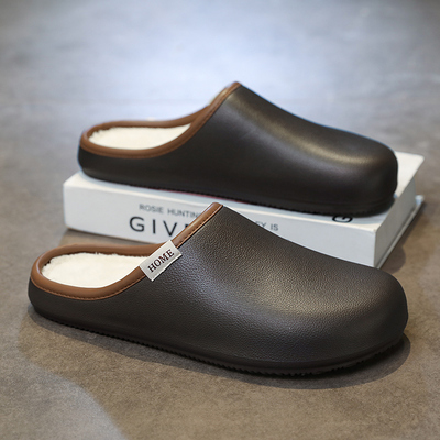 棉拖鞋男款冬季室内居家加绒保暖棉鞋外穿防水防滑大码45包头拖鞋