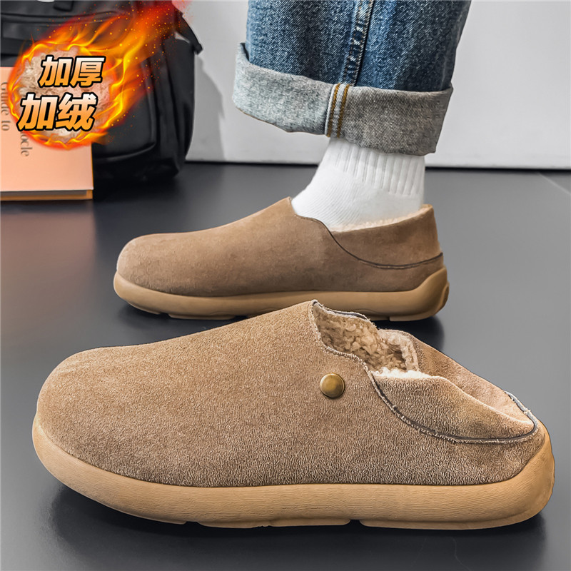勃肯鞋男冬季加绒保暖包头棉拖青少年一脚蹬户外休闲复古百搭棉鞋,流行男鞋,单鞋,淘宝优惠券,粉丝福利购,淘宝优惠卷
