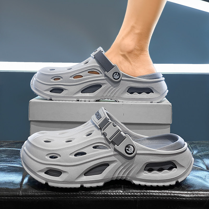 拖鞋男士洞洞鞋2026新款厚底防滑踩屎感包头两用沙滩运动镂空凉鞋,流行男鞋,包头拖,淘宝优惠券,粉丝福利购,淘宝优惠卷