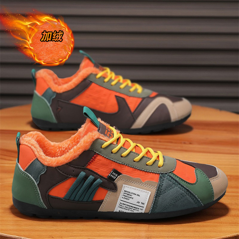 男鞋冬季2025新款加绒保暖棉鞋青少年运动休闲德训豆豆鞋软底板鞋