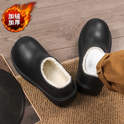棉拖鞋男款冬季加绒加厚保暖室内居家青少年外穿防滑防水包跟棉鞋