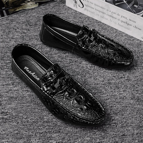 男鞋春季透气休闲男士豆豆鞋商务正装英伦皮鞋懒人一脚蹬百搭皮鞋