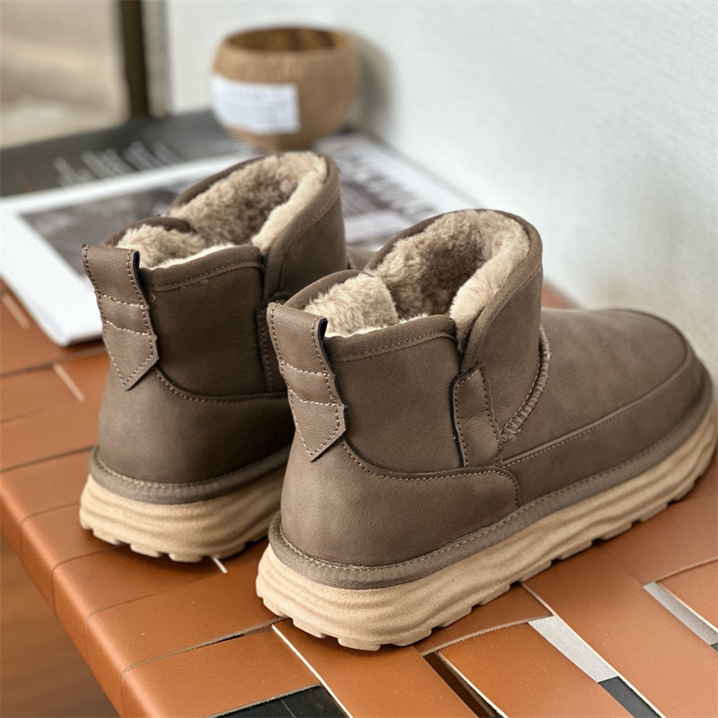 雪地靴男款冬季皮毛一体防水防滑面包鞋东北棉靴加绒加厚保暖棉鞋