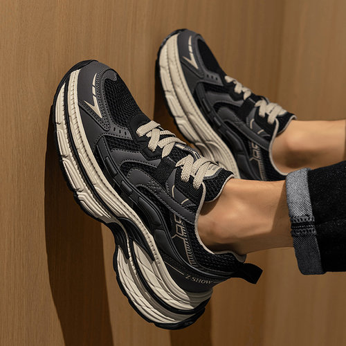 莆田男鞋2025新款冬季防滑厚底跑步运动鞋百搭休闲高级感老爹潮鞋