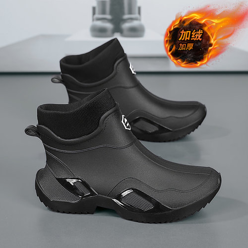 雪地靴男款冬季加绒保暖防水防寒棉鞋鞋男士钓鱼外卖骑手专用胶鞋